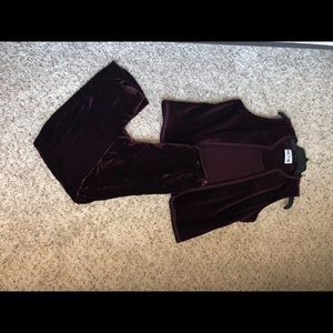 Deep Maroon Velvet Two Piece Set